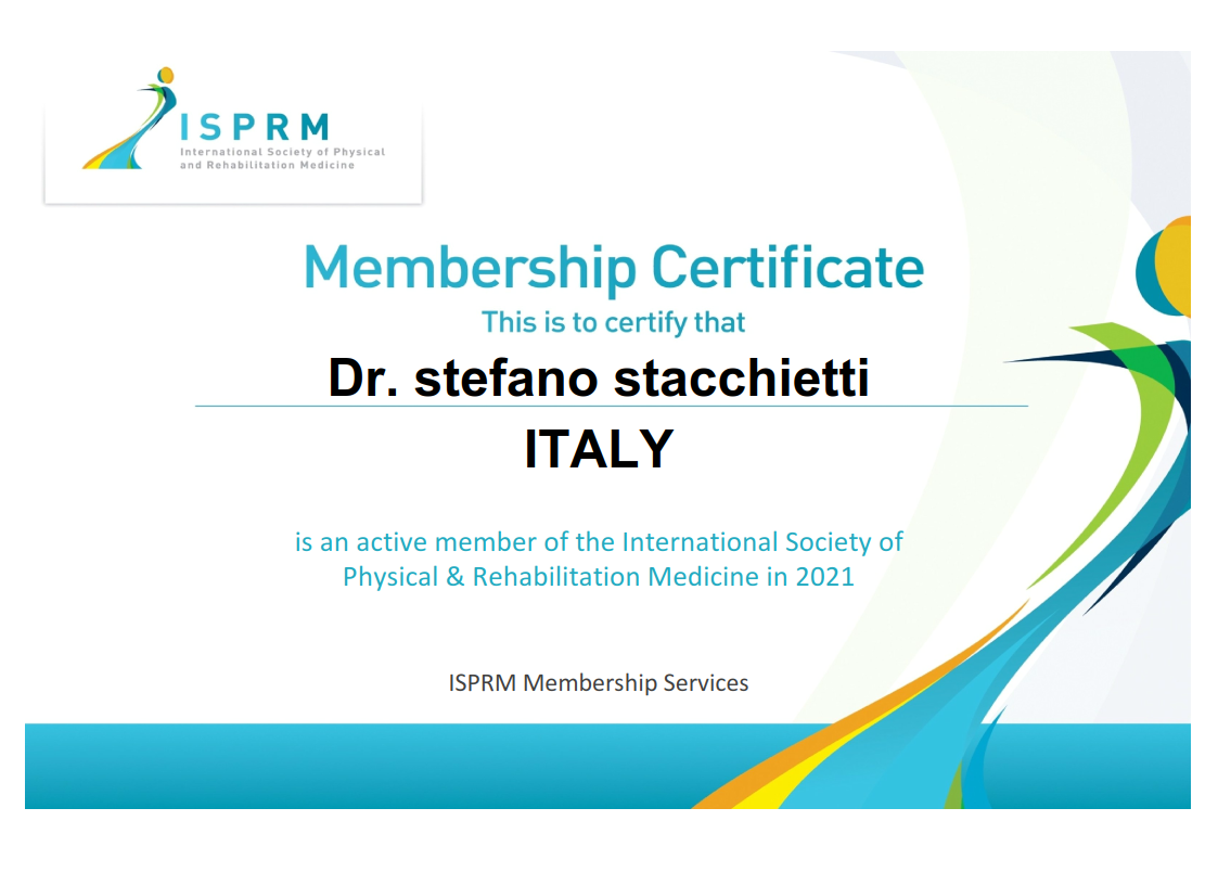 Dottore Stefano Stacchietti certificato ISPRM